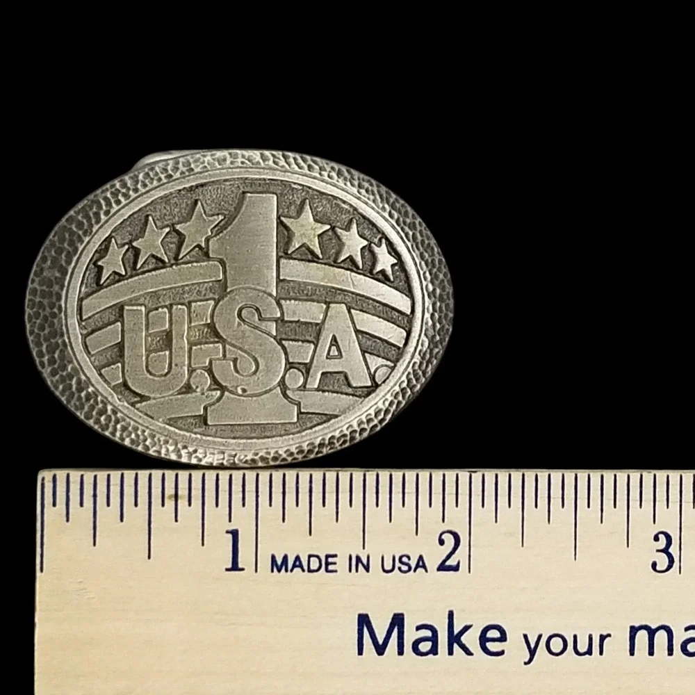 Vintage USA Number 1 Patriotic Small Belt Buckle‎ 1984 Collectible Metal